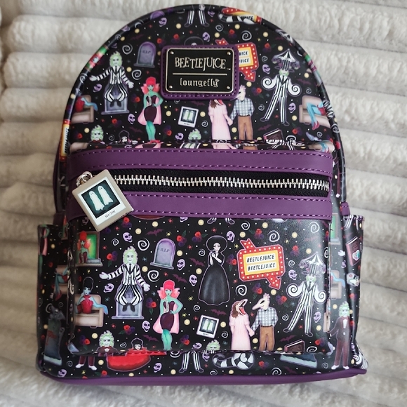 Loungefly Beetlejuice Mini Backpack - Black and Purple main image 4